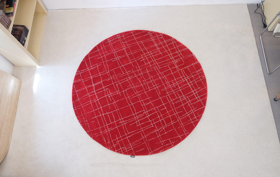 Handtufted Vintage Red Circular Rug by Tisca 1980's - Artibus365