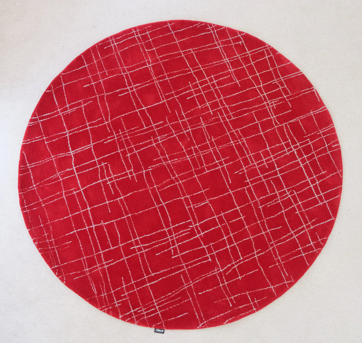 Handtufted Vintage Red Circular Rug by Tisca 1980's - Artibus365