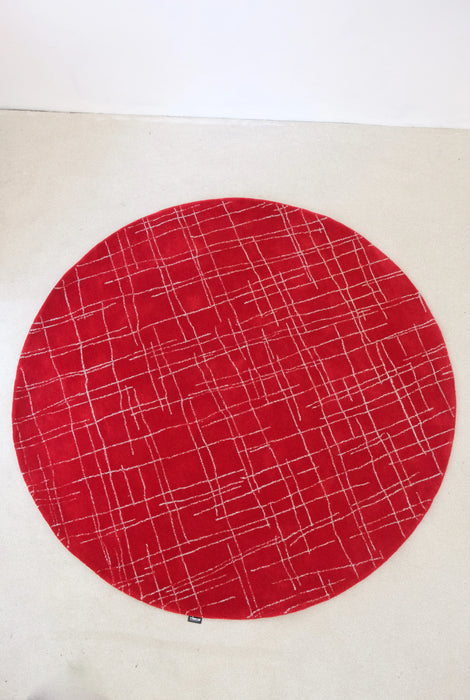 Handtufted Vintage Red Circular Rug by Tisca 1980's - Artibus365