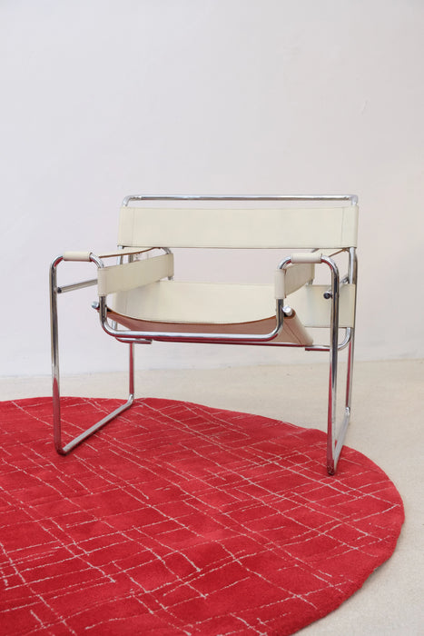 Handtufted Vintage Red Circular Rug by Tisca 1980's - Artibus365