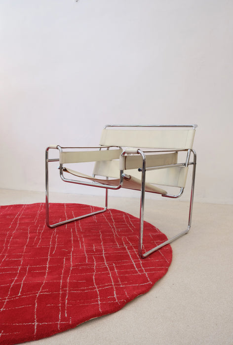 Handtufted Vintage Red Circular Rug by Tisca 1980's - Artibus365