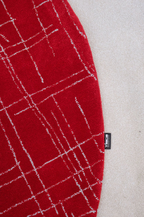 Handtufted Vintage Red Circular Rug by Tisca 1980's - Artibus365