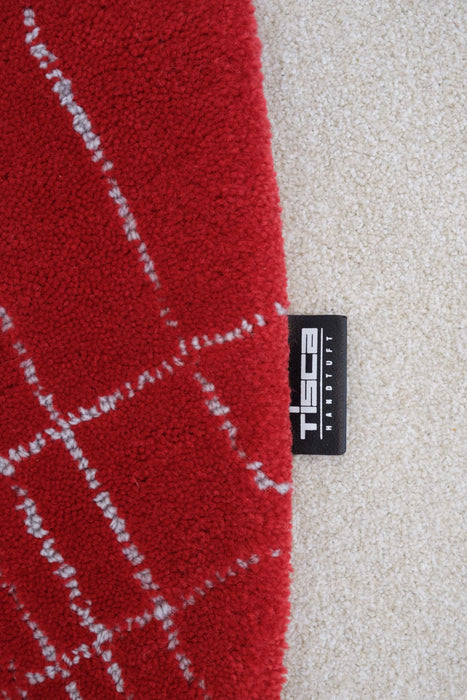 Handtufted Vintage Red Circular Rug by Tisca 1980's - Artibus365