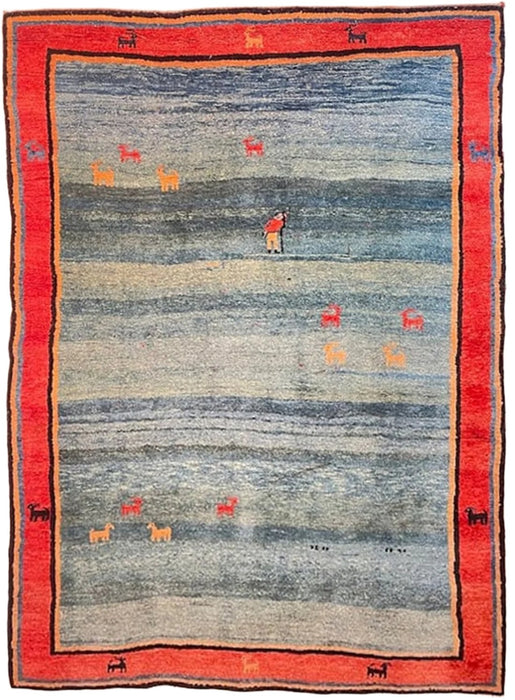 Handcrafted Persian Gabbeh Carpet Mid-20th Century - Artibus365