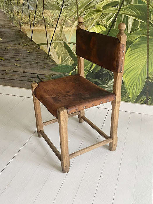 Hungarian Artisanal Oak and Leather Chair