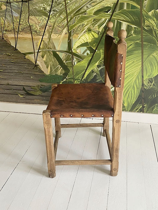 Hungarian Artisanal Oak and Leather Chair