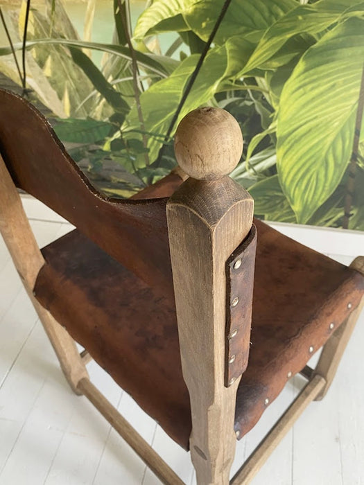 Hungarian Artisanal Oak and Leather Chair