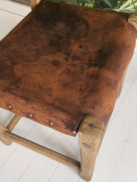 Hungarian Artisanal Oak and Leather Chair
