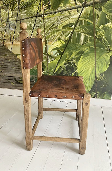 Hungarian Artisanal Oak and Leather Chair