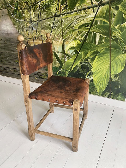 Hungarian Artisanal Oak and Leather Chair