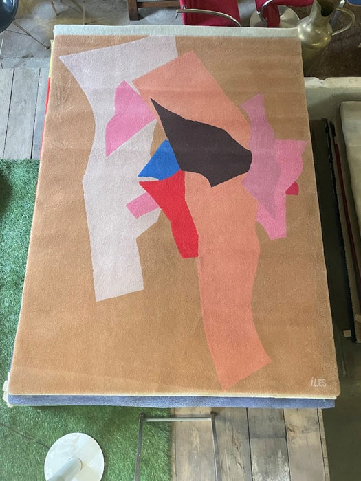 France Tisca Abstract Hand-Tufted Wool Rug 1990s
