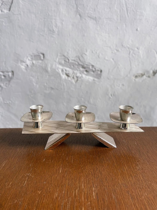 Silver-Plated Modernist Triple Candle Holder 1960s