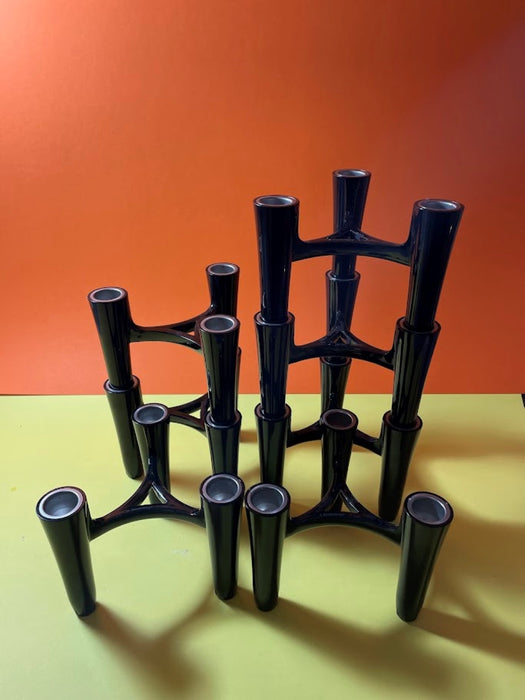 Set of 7 Black Candle Holders Design Koziol Hommage 2005 Germany - Artibus365