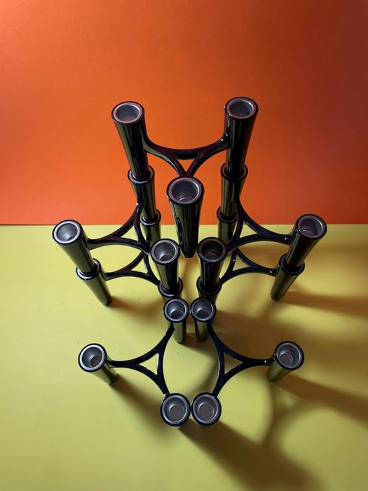 Set of 7 Black Candle Holders Design Koziol Hommage 2005 Germany - Artibus365