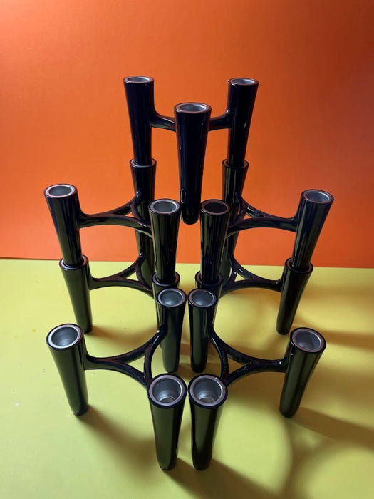 Set of 7 Black Candle Holders Design Koziol Hommage 2005 Germany - Artibus365