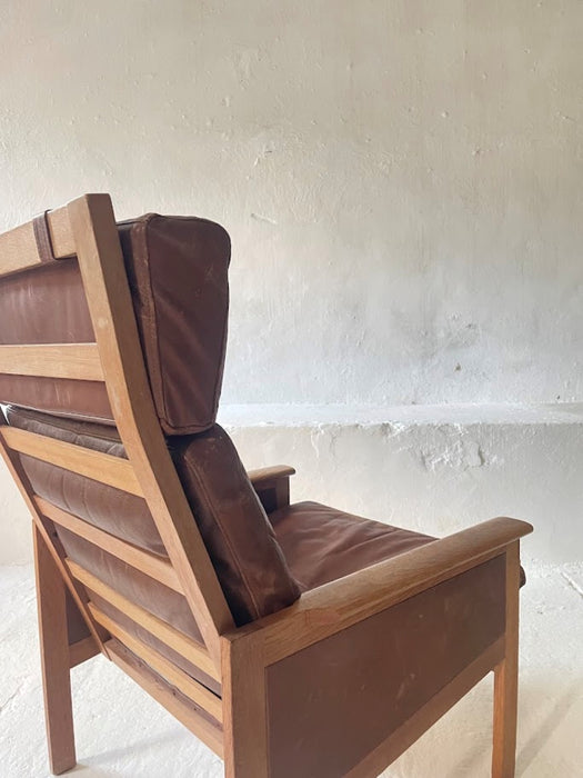 Illum Wikkelsø Capella Leather High Back Lounge Chair for Eilersen 1960s Denmark