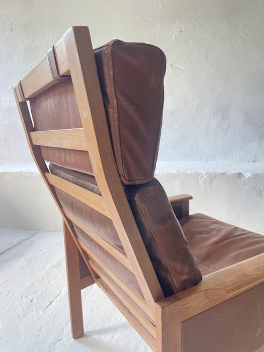 Illum Wikkelsø Capella Leather High Back Lounge Chair for Eilersen 1960s Denmark