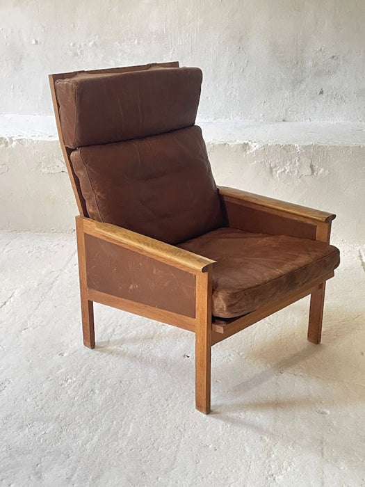 Illum Wikkelsø Capella Leather High Back Lounge Chair for Eilersen 1960s Denmark