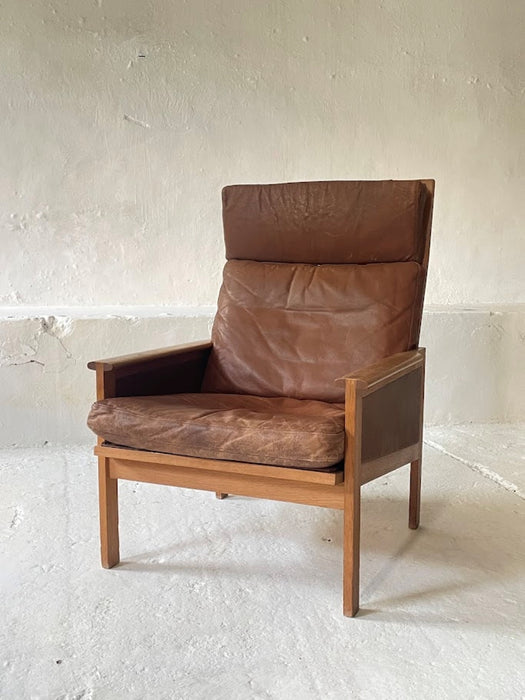 Illum Wikkelsø Capella Leather High Back Lounge Chair for Eilersen 1960s Denmark