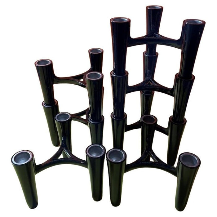 Set of 7 Black Candle Holders Design Koziol Hommage 2005 Germany - Artibus365