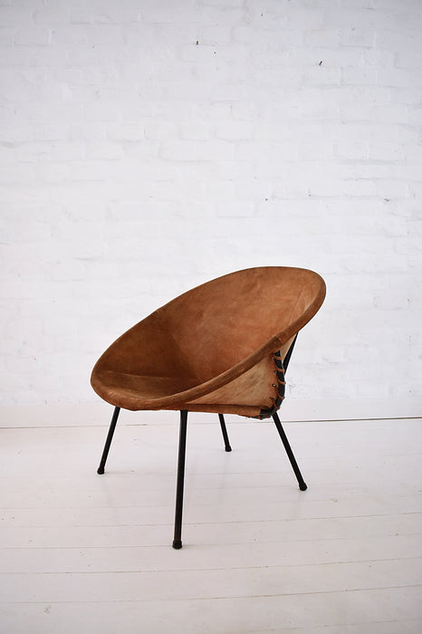 Vintage Balloon Suede Easy Chair, 1960s, Hungary - Artibus365