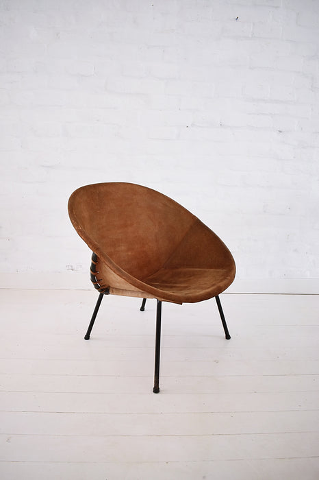 Vintage Balloon Suede Easy Chair, 1960s, Hungary - Artibus365