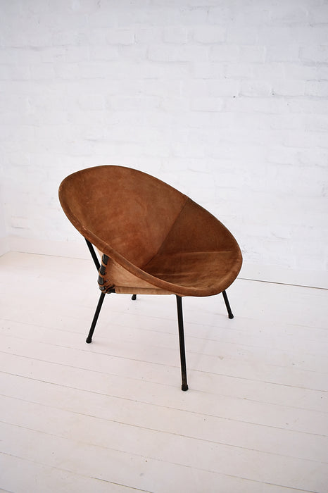 Vintage Balloon Suede Easy Chair, 1960s, Hungary - Artibus365