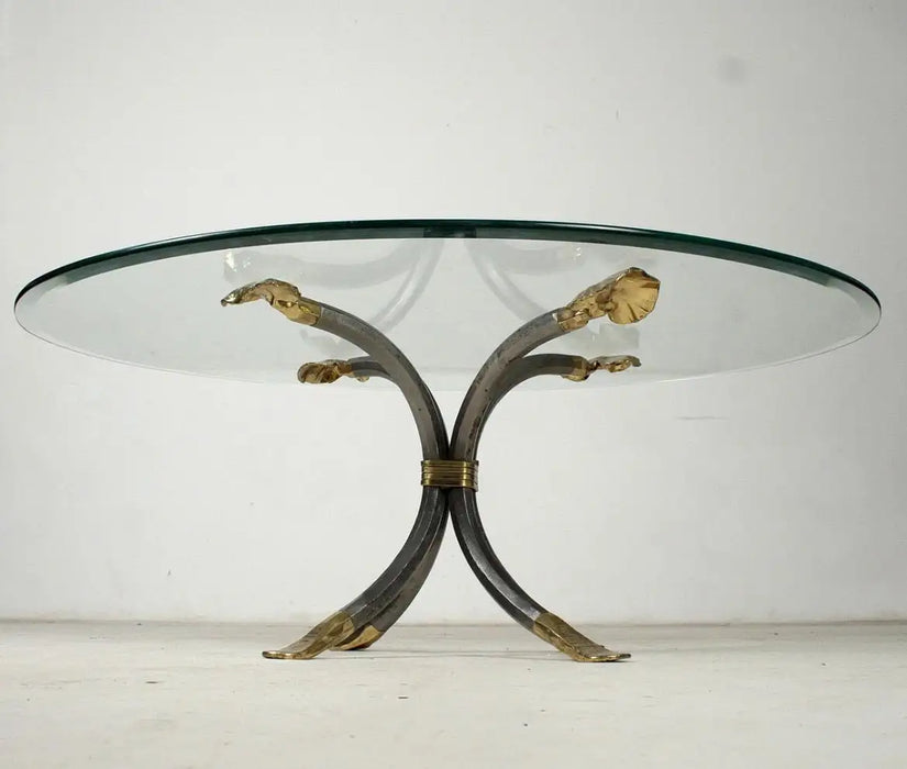 Vintage 'Manfred Bredohl Brass and Iron Coffee Table Germany, 1970