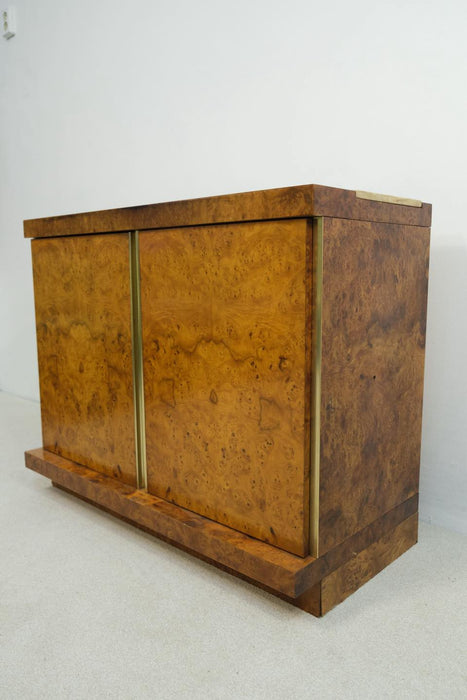 Italian Burl Wood and Marble Cabinet 1970s