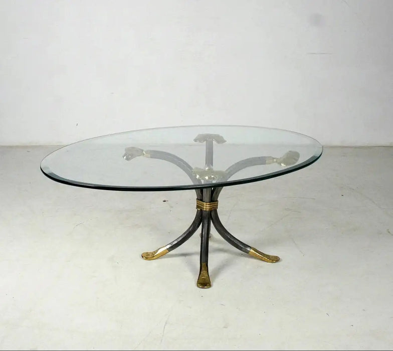 Vintage 'Manfred Bredohl Brass and Iron Coffee Table Germany, 1970