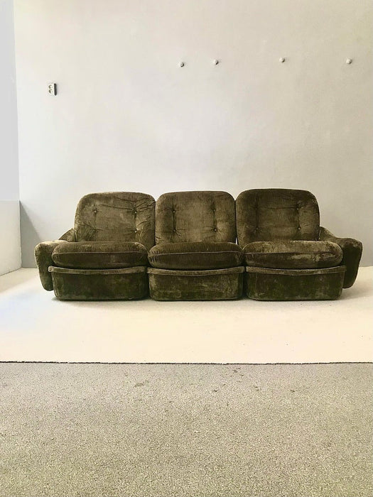 Vintage Moss Green Velvet Modular sofa set attributed to Michel Cadestin