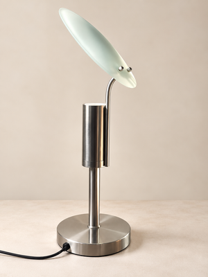 Adjustable Frosted Glass Disc Table Lamp, France 1990s