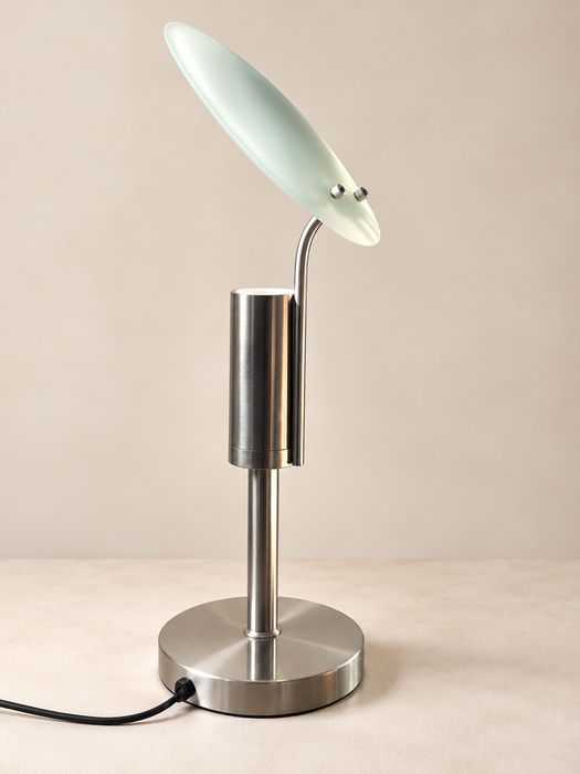 Adjustable Frosted Glass Disc Table Lamp, France 1990s