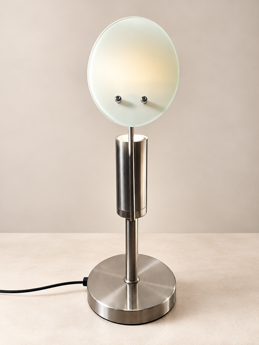 Adjustable Frosted Glass Disc Table Lamp, France 1990s