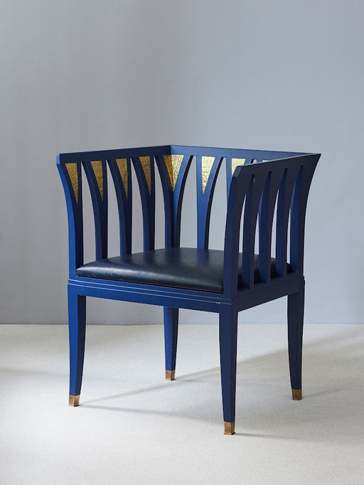 Art Nouveau Blue' Armchair by Eliel Saarinen 1980s