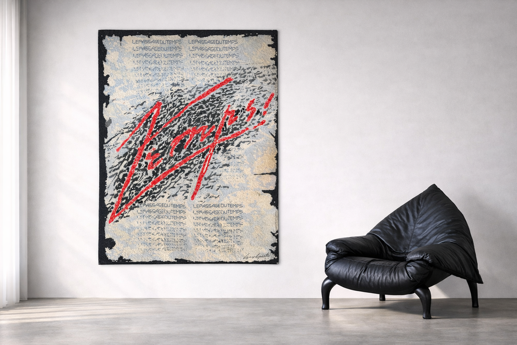 Bernard Quentin Le Passage du Temps Hand Tufted Wool Art Tapestry France 1998