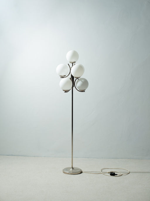 Charming chrome floor lamp with glass shades form Germany, 1960s