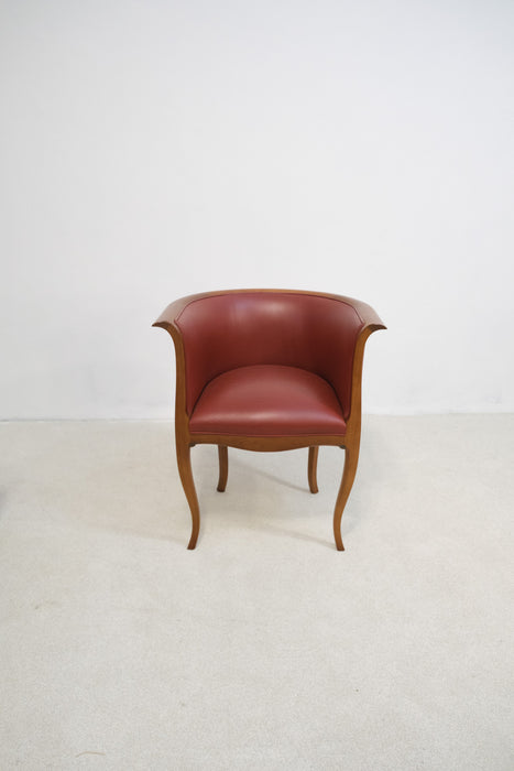 Ceccotti Collezioni elegant leather and curved wood armchair 'Ottilia' made in Italy