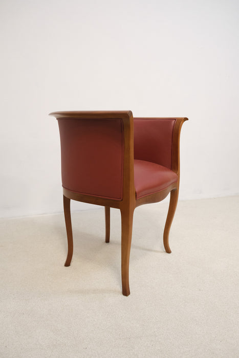 Ceccotti Collezioni elegant leather and curved wood armchair 'Ottilia' made in Italy