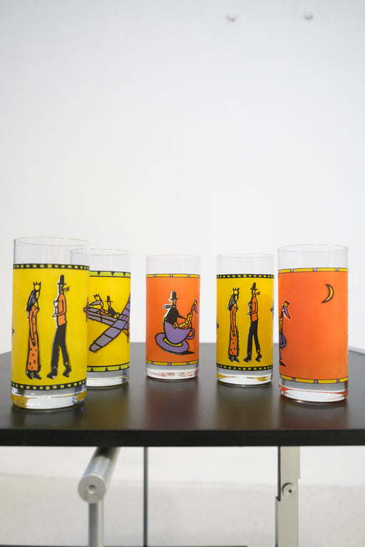Set of 5 Dorothy Kitty Kahane - Love in the Cup Glasses for Rosenthal