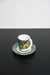 Colourful mokka cup and plate by Irene Wieland for Rosenthal