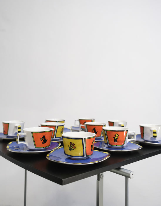 Set of 10 cups and plates by Dorothy Hafner and Kitty Kahane's Flash Love Story for Rosenthal