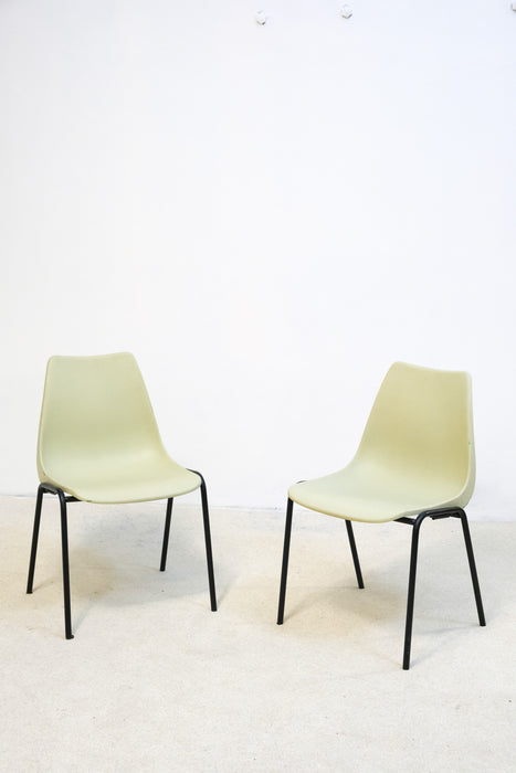 Vintage light green molded stacking chairs from Hiller, Germany