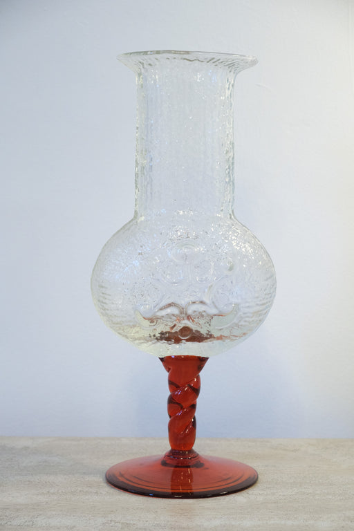Wayne Husted for Stelvia Glass Vase with Raised Flower Design 1970's