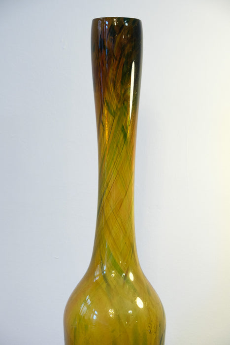 Large amber glass vase from Buczkó György Hungarian Glass Artist