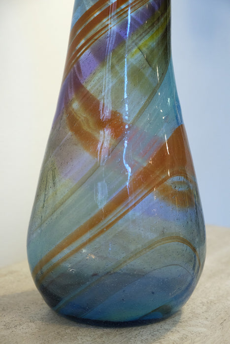 Light blue glass vase from Buczkó György Hungarian Glass Artist