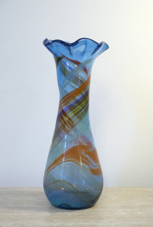 Light blue glass vase  from Buczkó György Hungarian Glass Artist