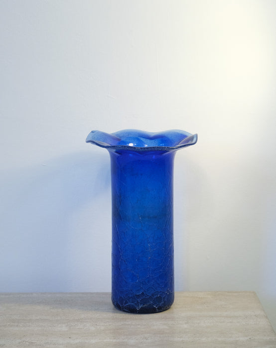 Intense deep blue glass vase from Buczkó György Hungarian Glass Artist