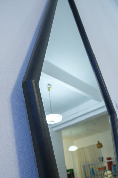 Postmodern geometrical solid wood wall mirror