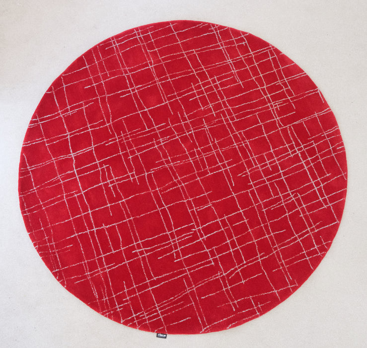 Hand-tufted Vintage Red Circular Rug by Tisca 1980's